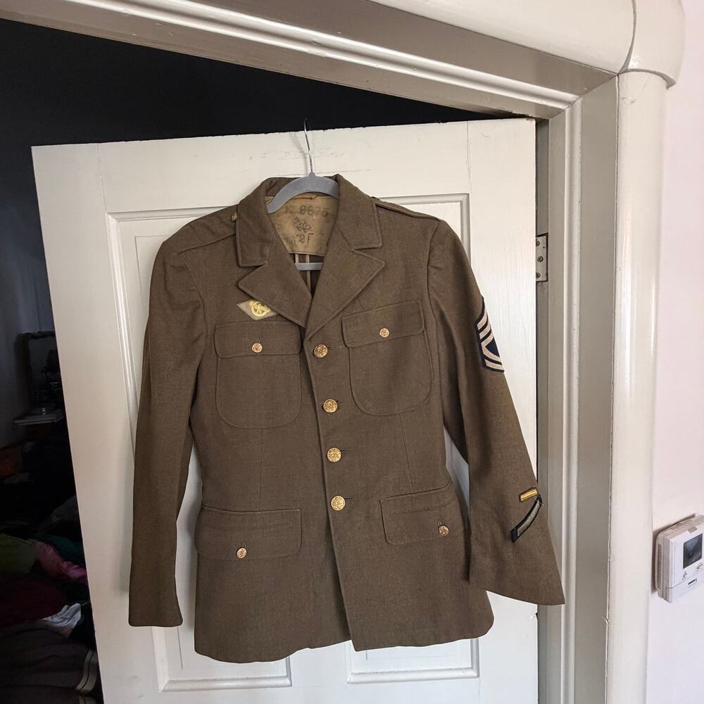 Rare Vintage U.S. Army Military Button Front Blazer Jacket Coat 60s 70s SZ 38LX